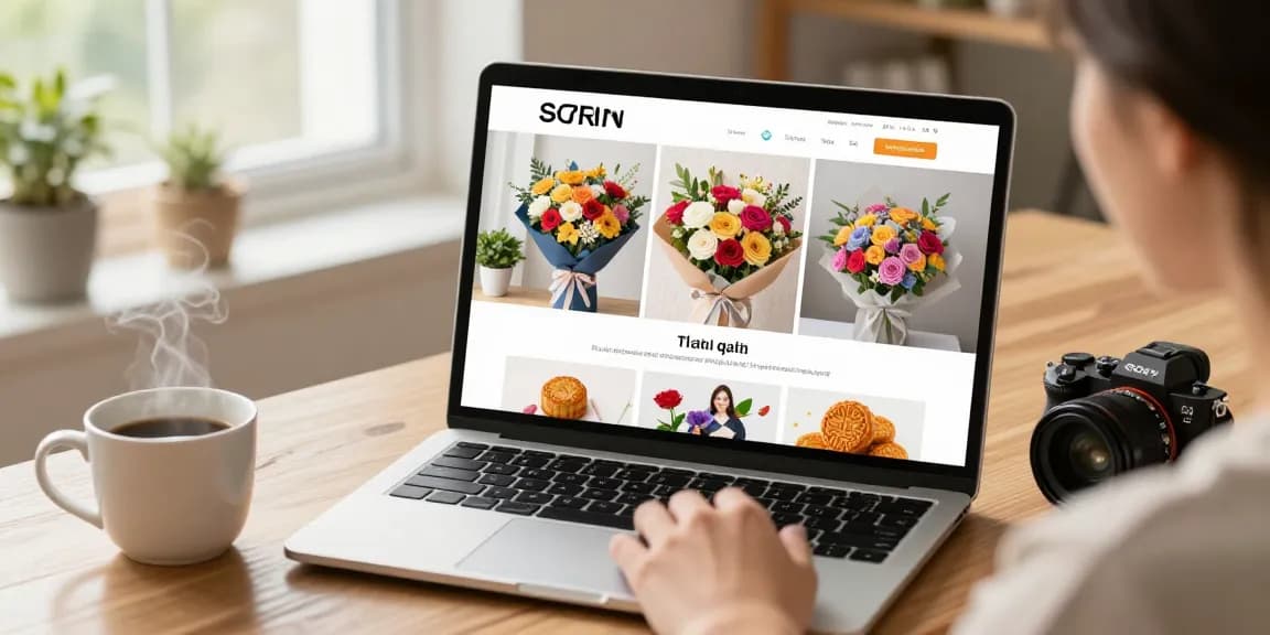 Belanja online bos88 untuk bunga dan kue bulan penuh warna dalam suasana nyaman di rumah.