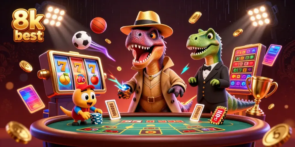 Experience thrilling wins at 8k best casino with a stealthy velociraptor card counter in action.