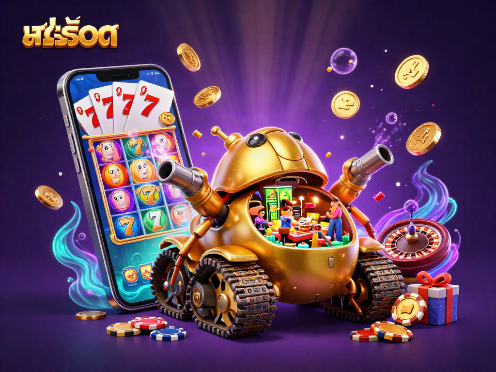 Engage in thrilling สล็อต action with a vibrant 3D illustration of a golden beetle tank casino