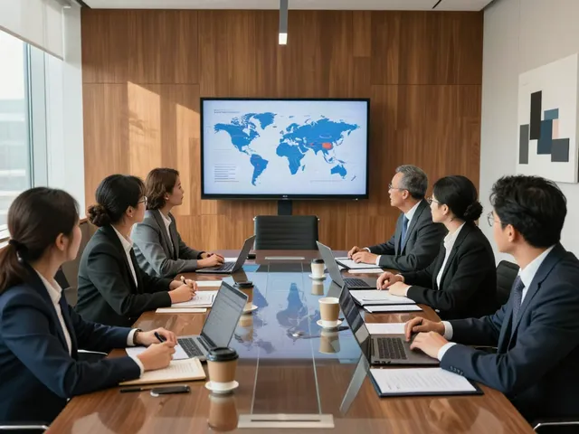 Lead Roedl legal team collaborating on international business strategy in a modern office
