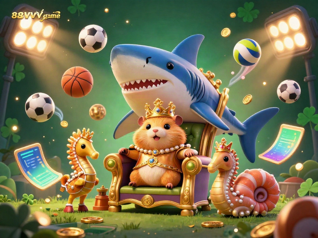 Experience the immersive 88VV game world featuring a golden hamster king and dynamic casino elements.