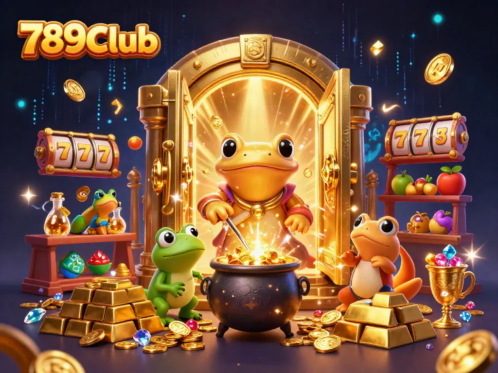 Experience the vibrant gold world of 789Club with interactive games and dynamic characters.