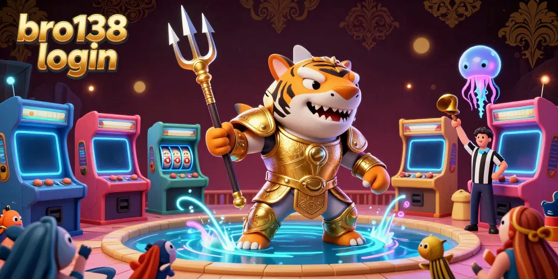 Spin and win with bro138 login, featuring vibrant gaming elements in an engaging 3D underwater arena.