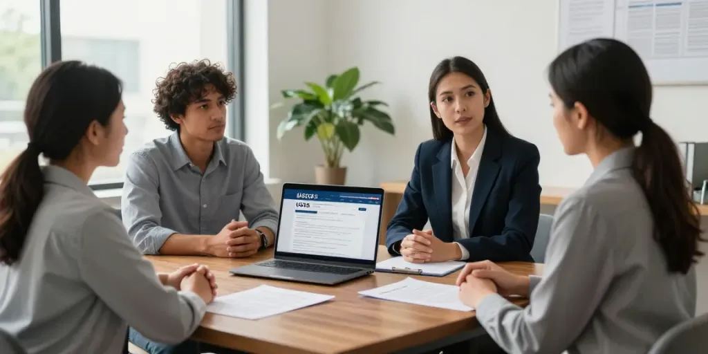 Free immigration lawyer consultation in a welcoming law office.