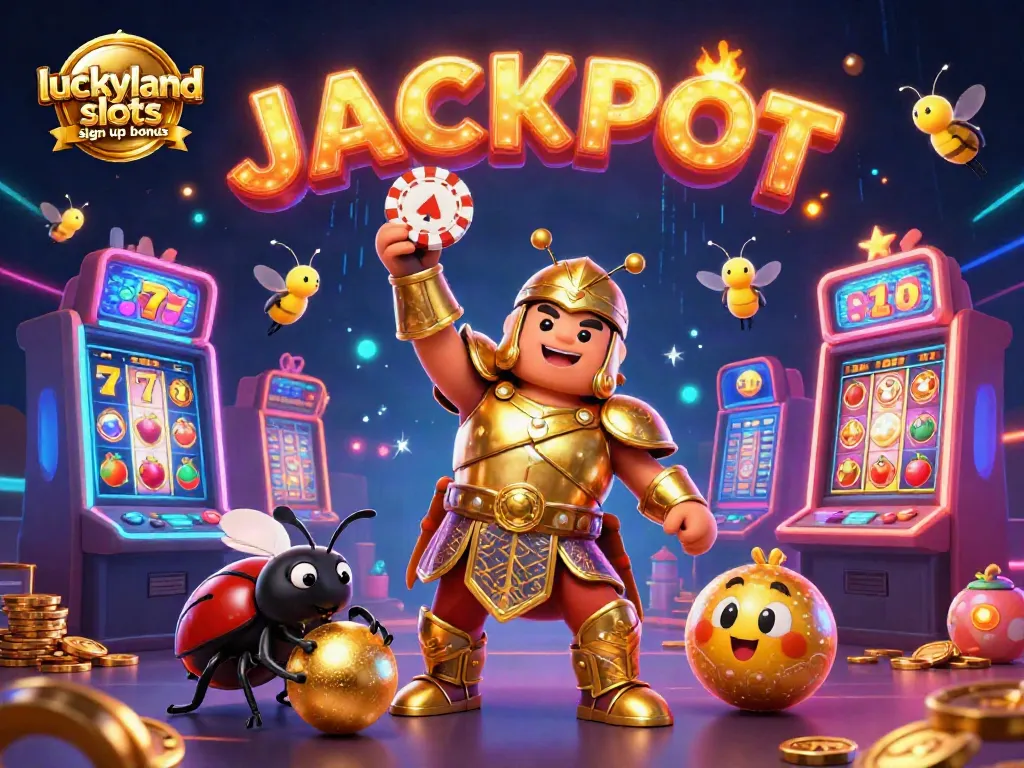 Win big with the luckyland slots sign up bonus in this vibrant, animated casino scene.