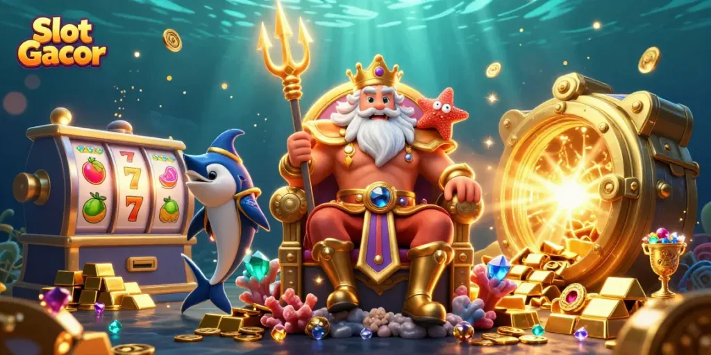Experience Slot Gacor excitement with spinning reels, vibrant gems, and animated characters.