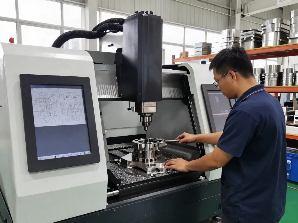 Leading aerospace CNC parts manufacturers in a cutting-edge machining facility with technicians at work.