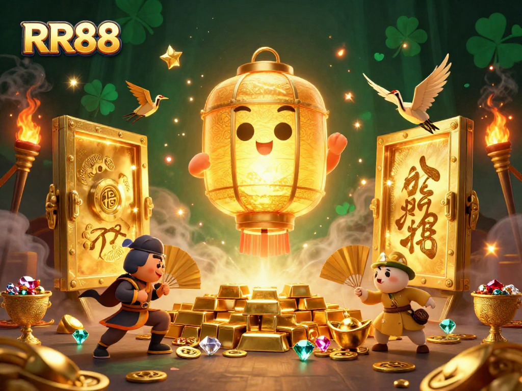 Engage in thrilling gameplay at RR88, with a golden lantern spirit guiding you through exciting casino adventures.