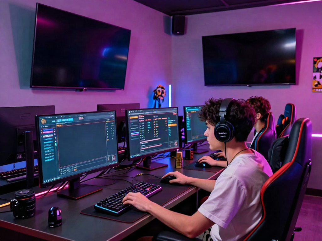 Immersive hargatoto online gaming scene with live betting displays and vibrant lighting.