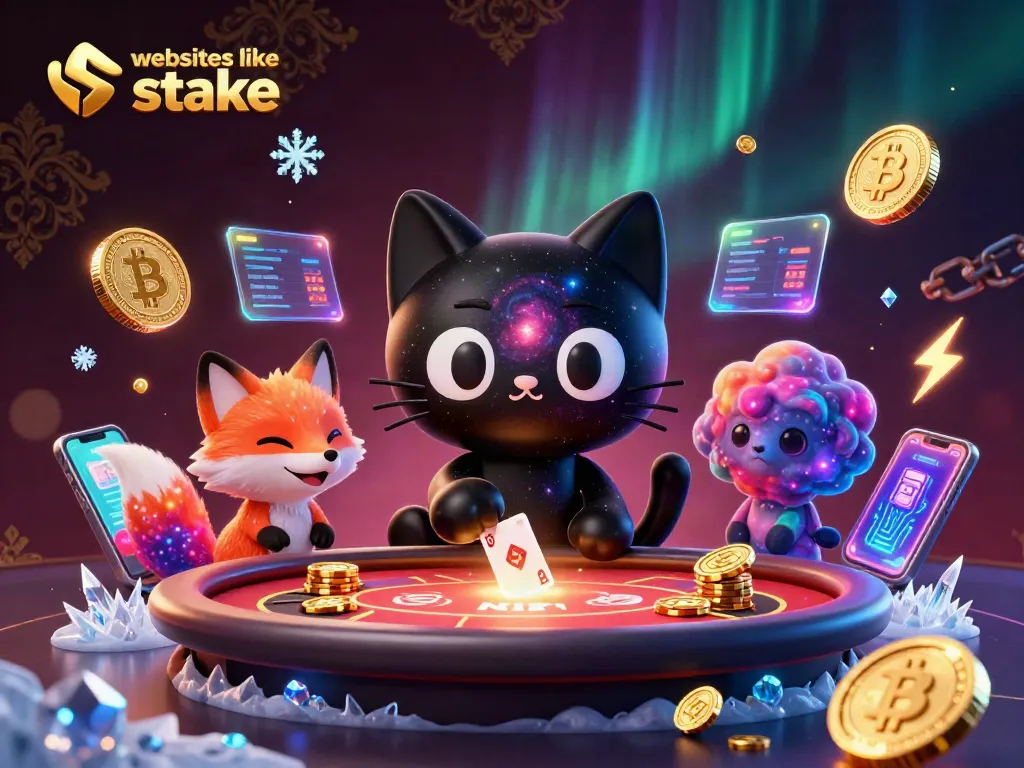 Experience thrilling action in websites like stake with a cosmic casino scene featuring cute 3D characters.