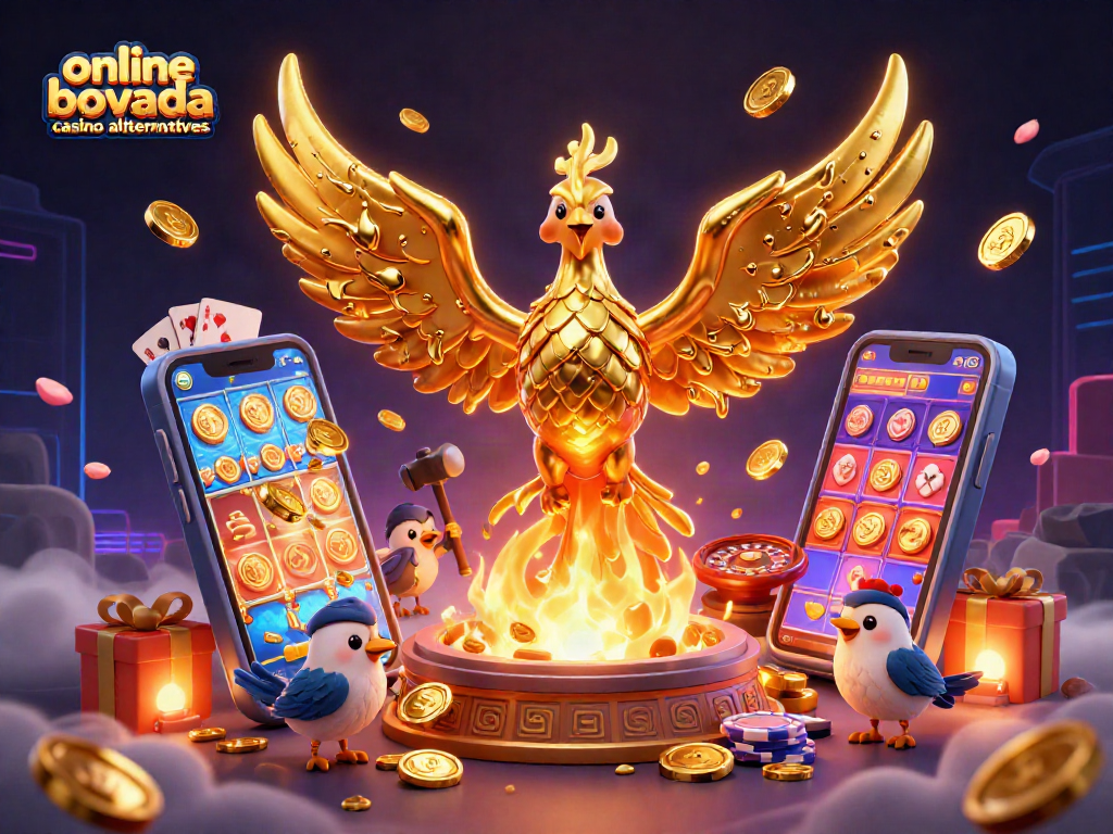 Engage with online bovada casino alternatives through vibrant 3D illustration showcasing dynamic gaming elements.