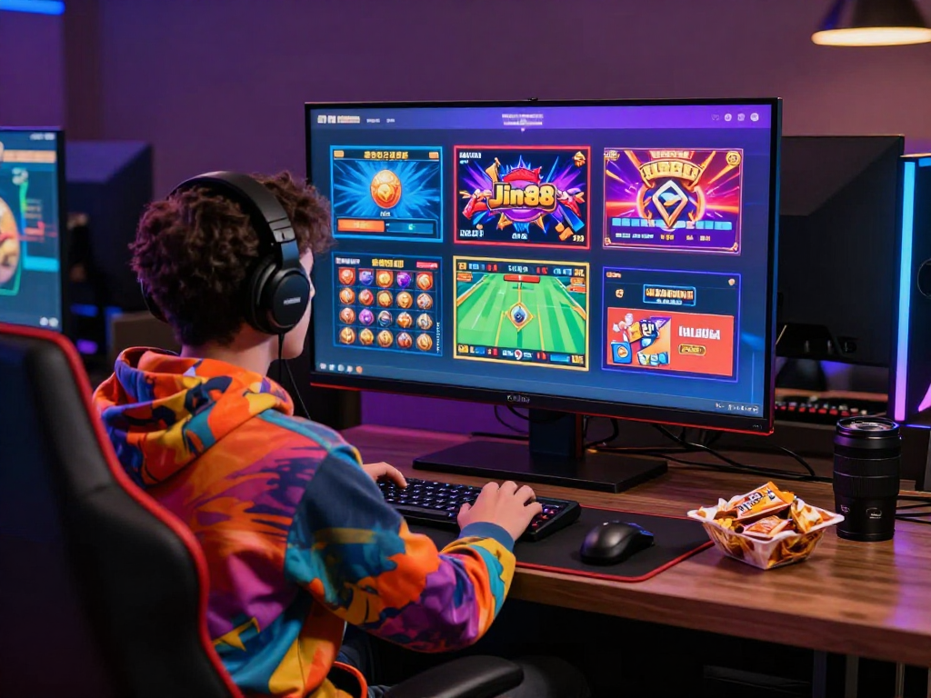 Người dùng chơi game tại Jin88 với giao diện hấp dẫn và màu sắc sống động.