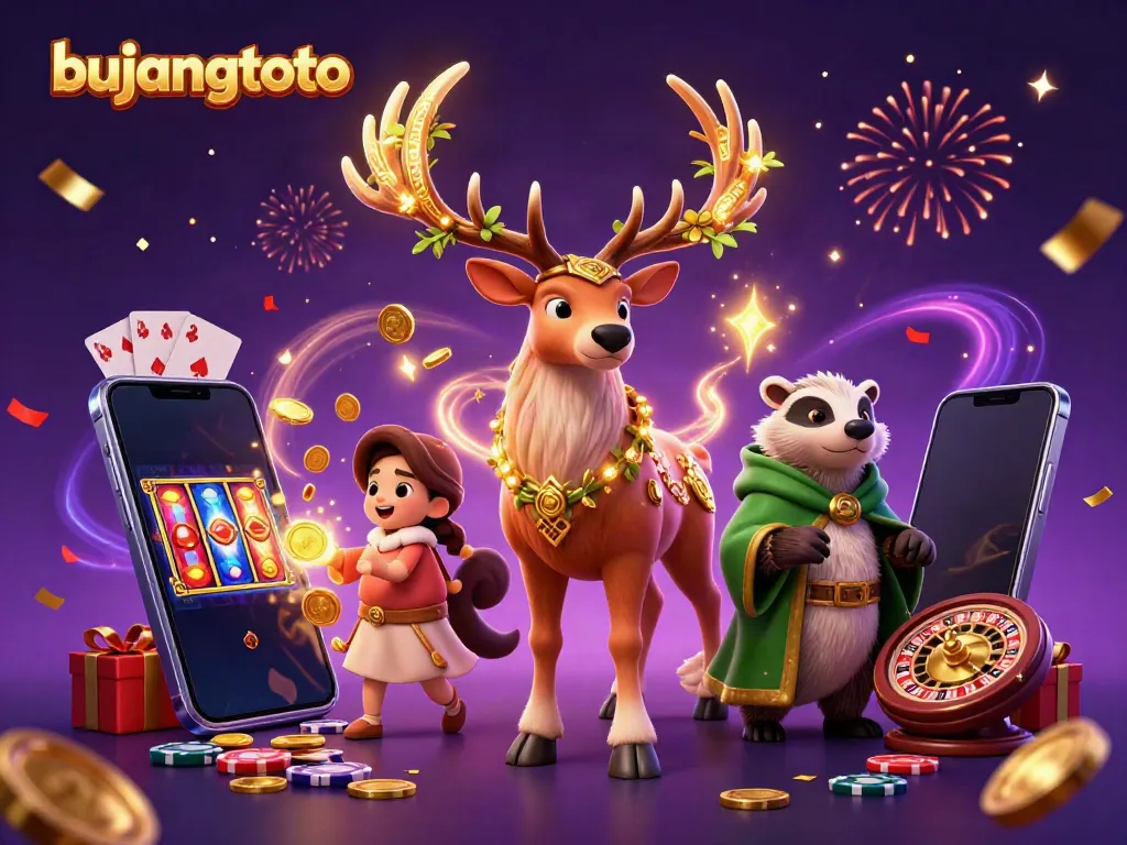Engage in thrilling gaming experiences with Bujangtoto's vibrant 3D casino scene
