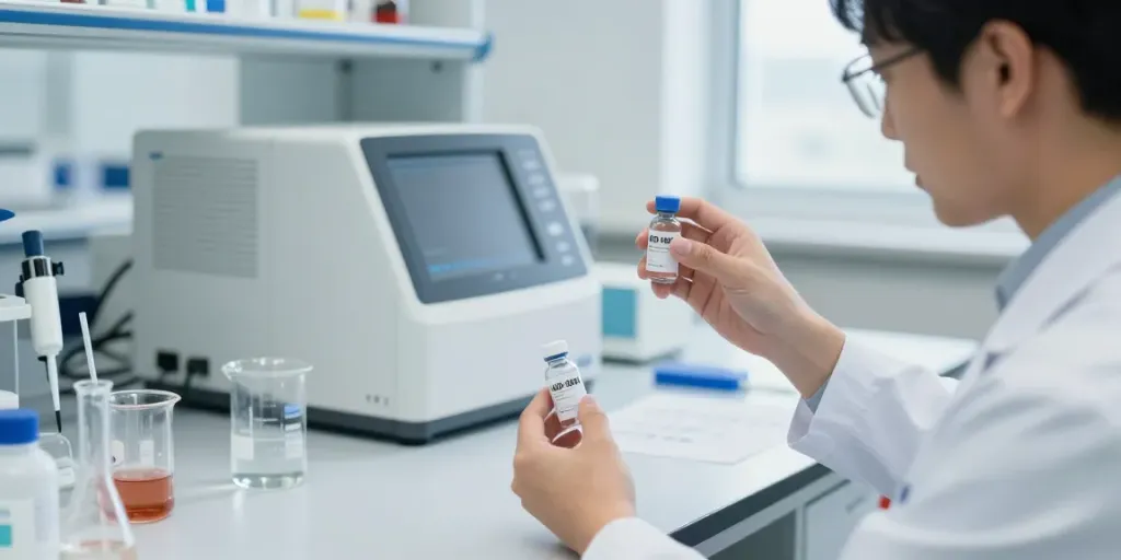 AOD-9604 for sale displayed in a research laboratory, showcasing quality and authenticity.