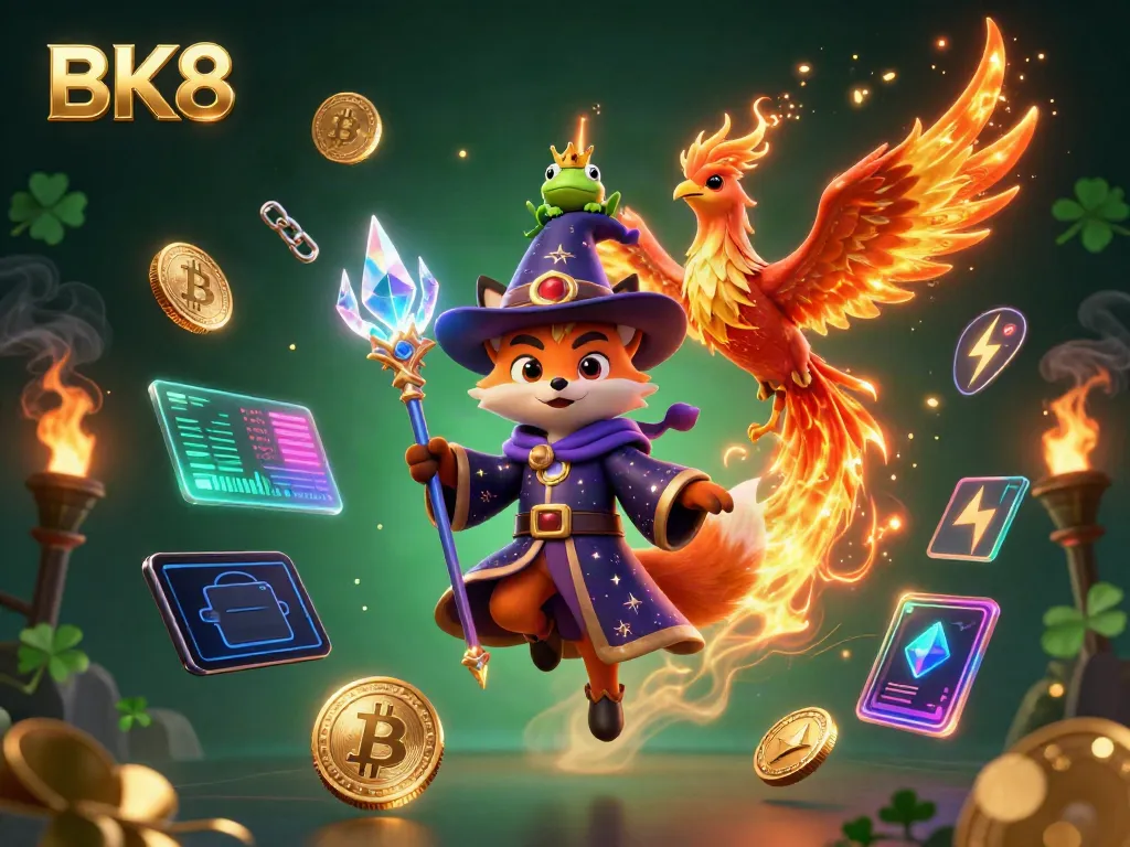 Experience the thrill of BK8 as a wizard fox and phoenix ignite the excitement of gaming.