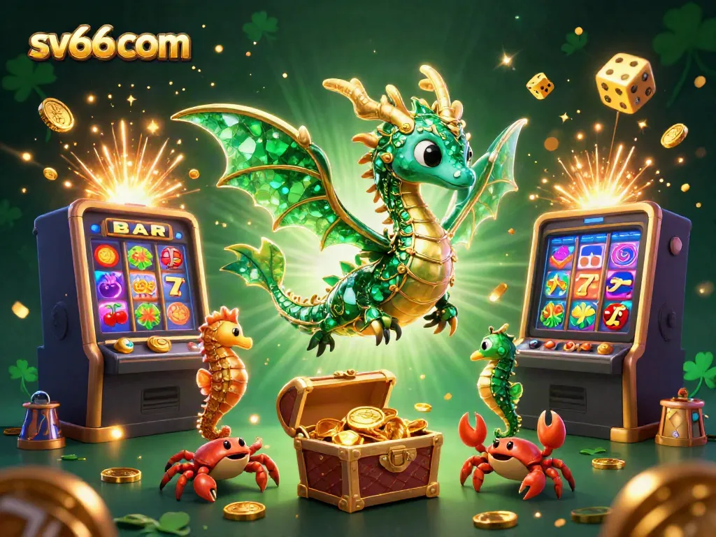 Experience exhilarating gameplay at sv66 com with vibrant casino visuals featuring a dragon and treasures.