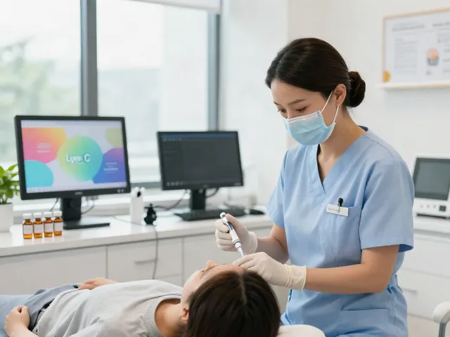 Lipo C injection demonstration in a modern wellness clinic setting.