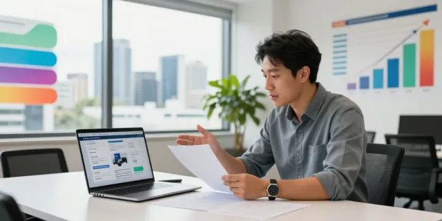 Consultation for Truck Finance in Brisbane office with broker and client discussing options.