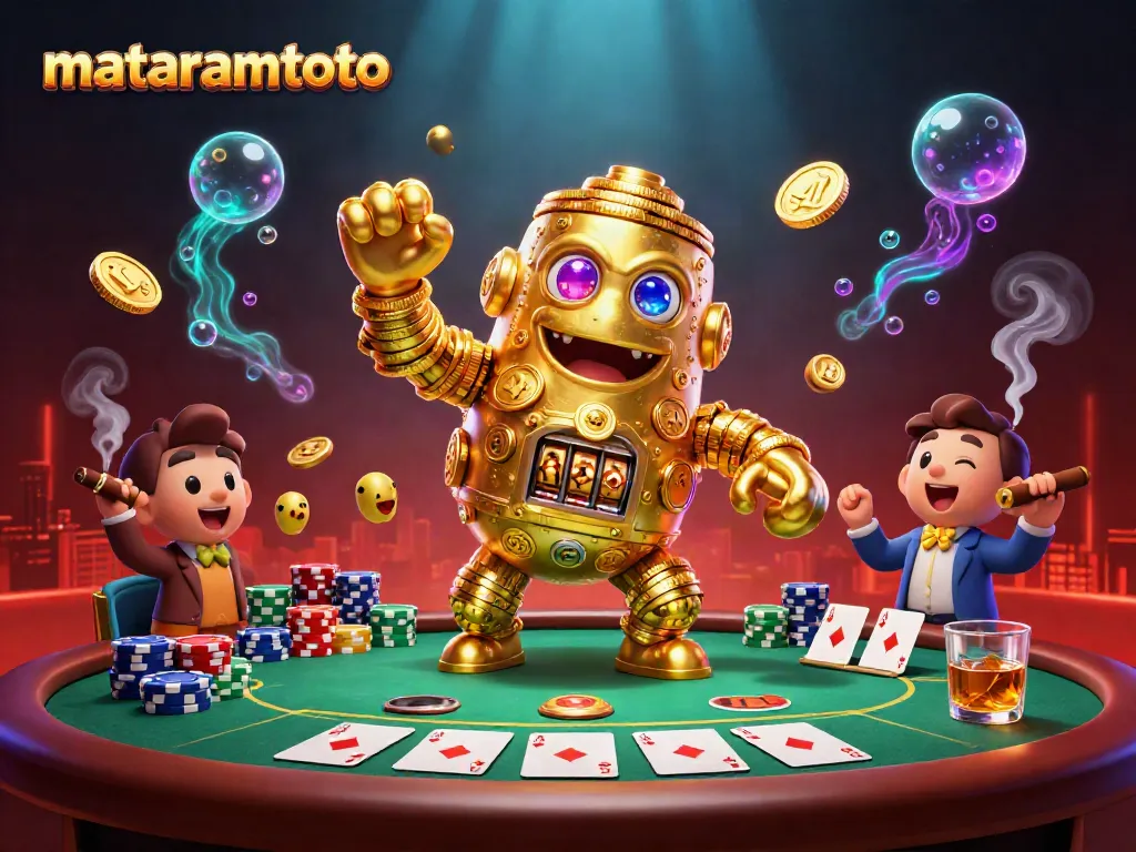 Experience exciting wins at MATARAMTOTO with a dynamic 3D golden golem and vibrant poker scene.