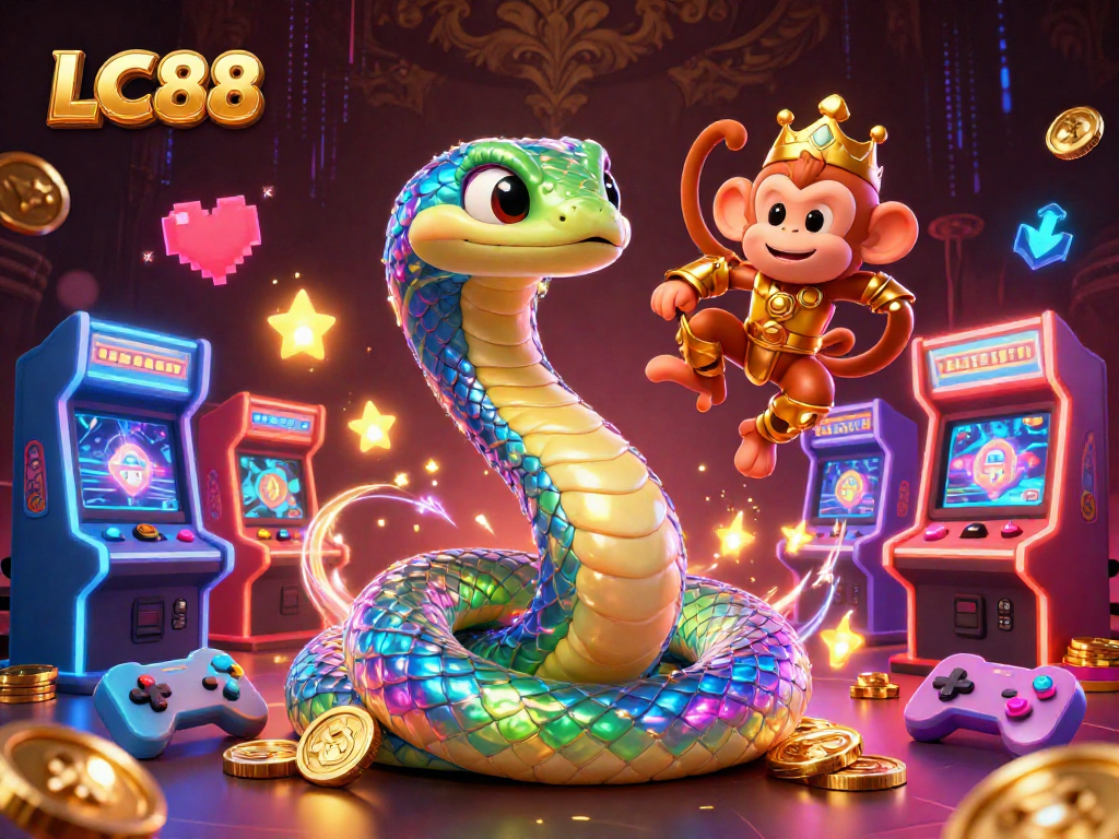 Engage with the vibrant world of LC88, featuring an energetic casino illustration with colorful gaming elements.