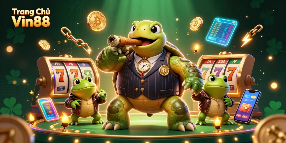 Experience thrilling slots at Trang Chủ Vin88 with vibrant scenes, rich character interactions, and casino lights.