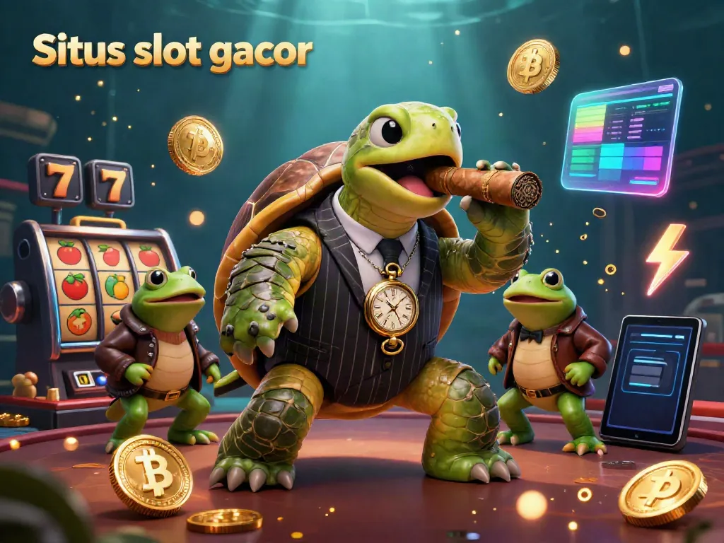 Engage in Situs slot gacor gaming with vivid characters and dynamic slot elements illuminating the casino scene.