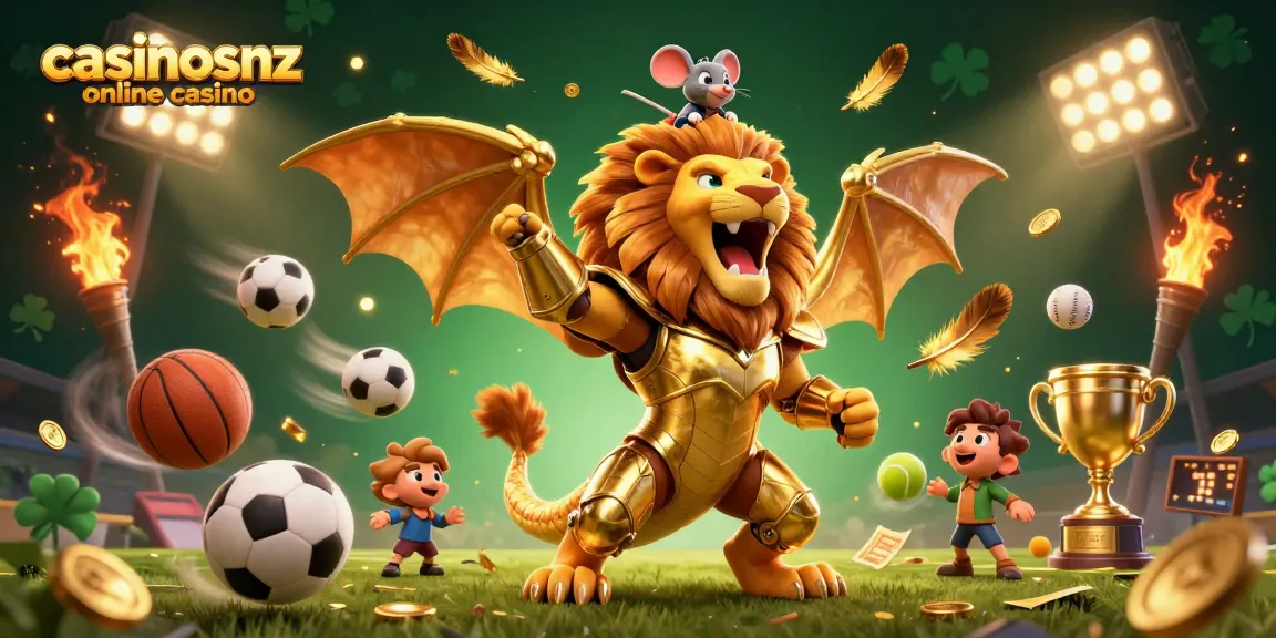 Engage with the thrilling casinosnz online casino scene featuring dynamic sports elements and a roaring chimera.