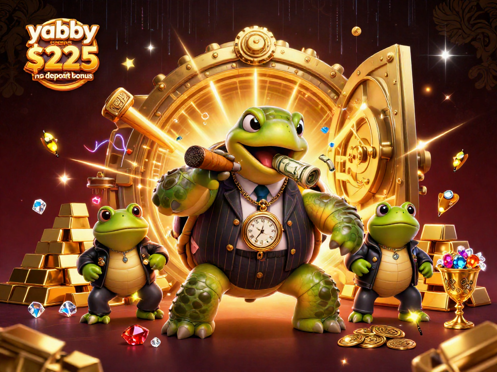 Enjoy the yabby casino $225 no deposit bonus with vibrant 3D casino elements and characters in action.