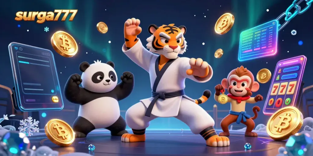 Join the action with surga777 as a tiger master guides players in a vibrant slot game world.