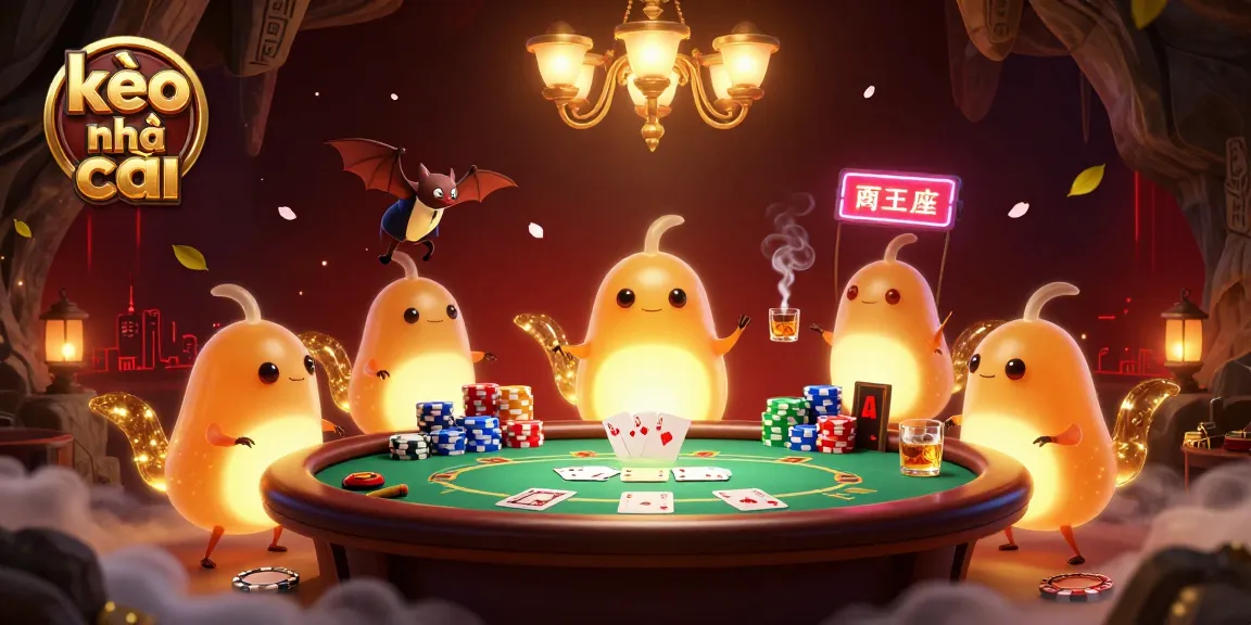 Experience thrilling poker action at kèo nhà cái, illuminated by glowworms and featuring vibrant casino elements.