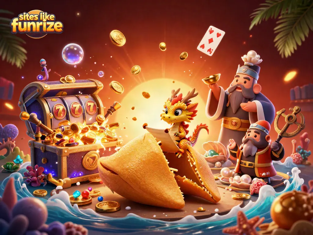 Discover top games at sites like funrize in an ultra-detailed 3D casino scene filled with gold and slots.
