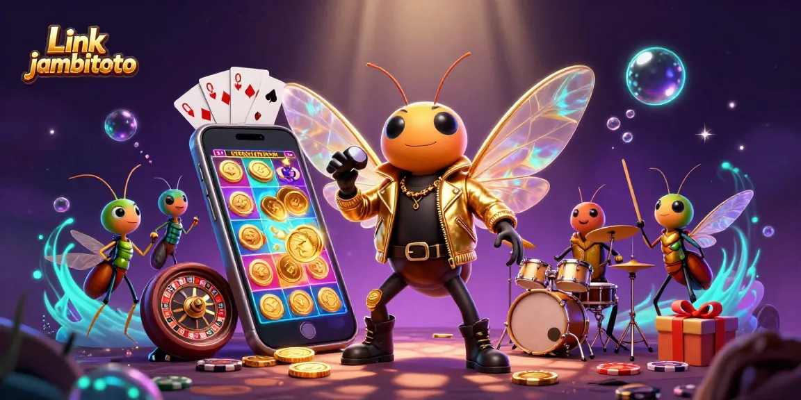 Play winning games and jackpot slots at Link jambitoto with exciting casino characters and vibrant elements.