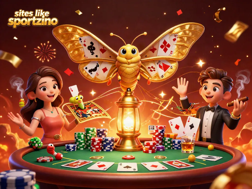Play at sites like sportzino with a vibrant casino-themed digital illustration full of engaging elements.