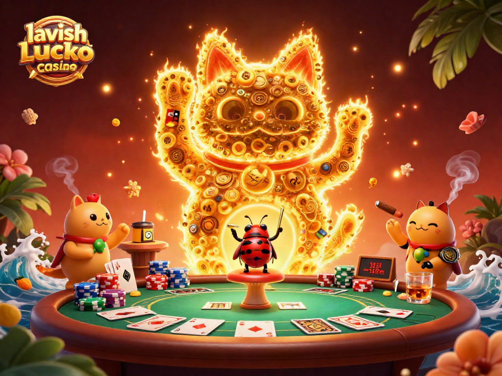 Engage with the lavish luck casino reward code in a vibrant casino-themed 3D illustration featuring unique elements.